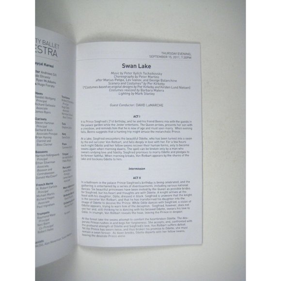 Swan  Lake New York City Ballet Playbill  September 1991 Lincoln Center LaMarche - Picture 5 of 7